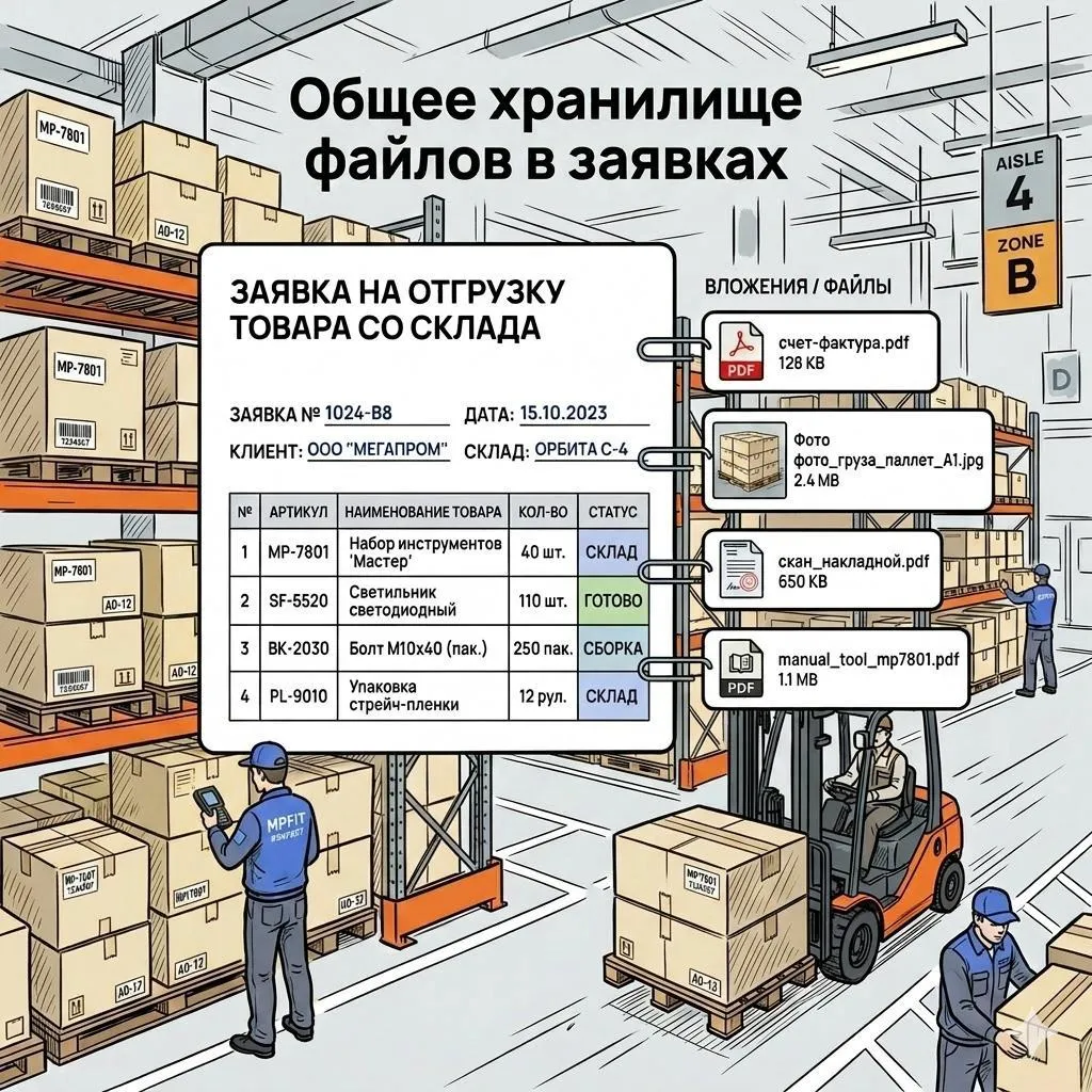 Общее хранилище файлов в заявках